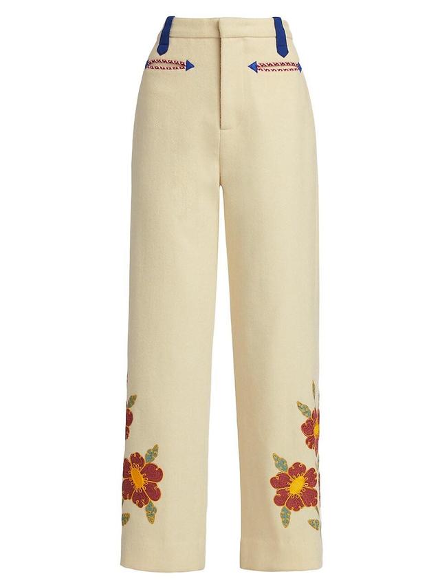 Womens Grandiflora Embroidered Trousers Product Image