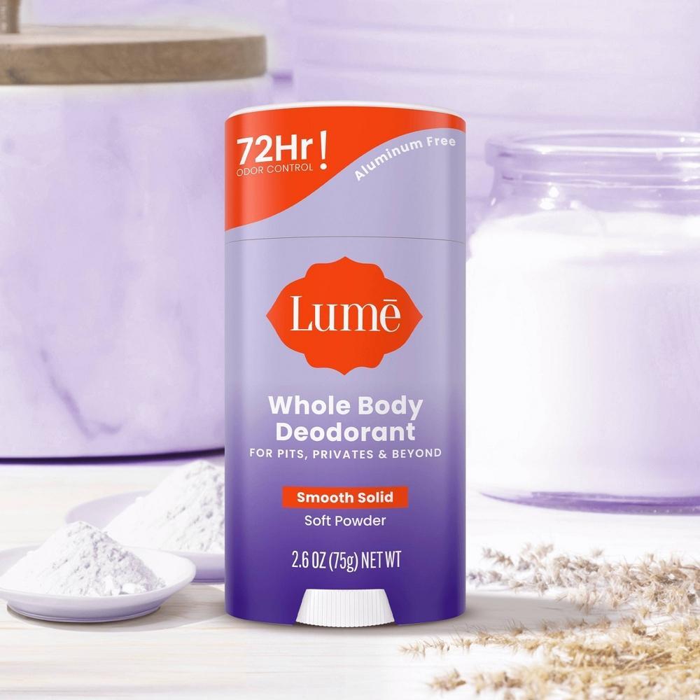 Lume Whole Body Women's Deodorant - Smooth Solid Stick - Aluminum Free - Soft Powder Scent - 2.6oz Product Image