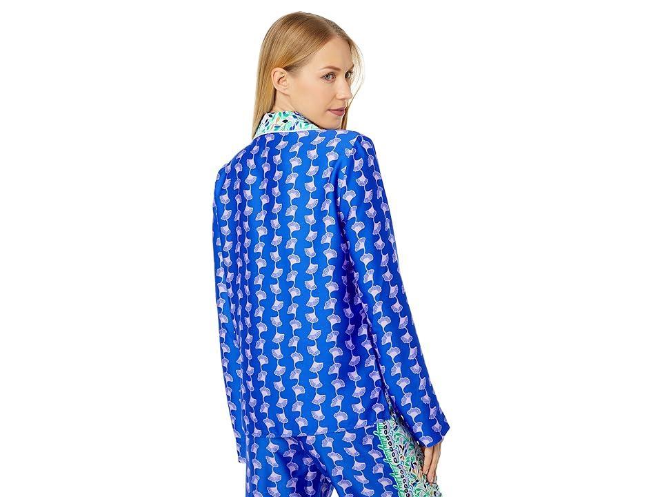 Lilly Pulitzer PJ Woven Long Sleeve Top Grotto Fan Favorite Engineered) Women's Pajama Product Image