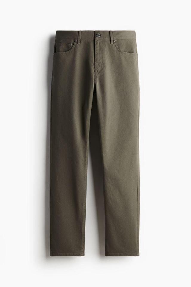 H & M - Slim Fit Cotton Twill Pants - Green Product Image