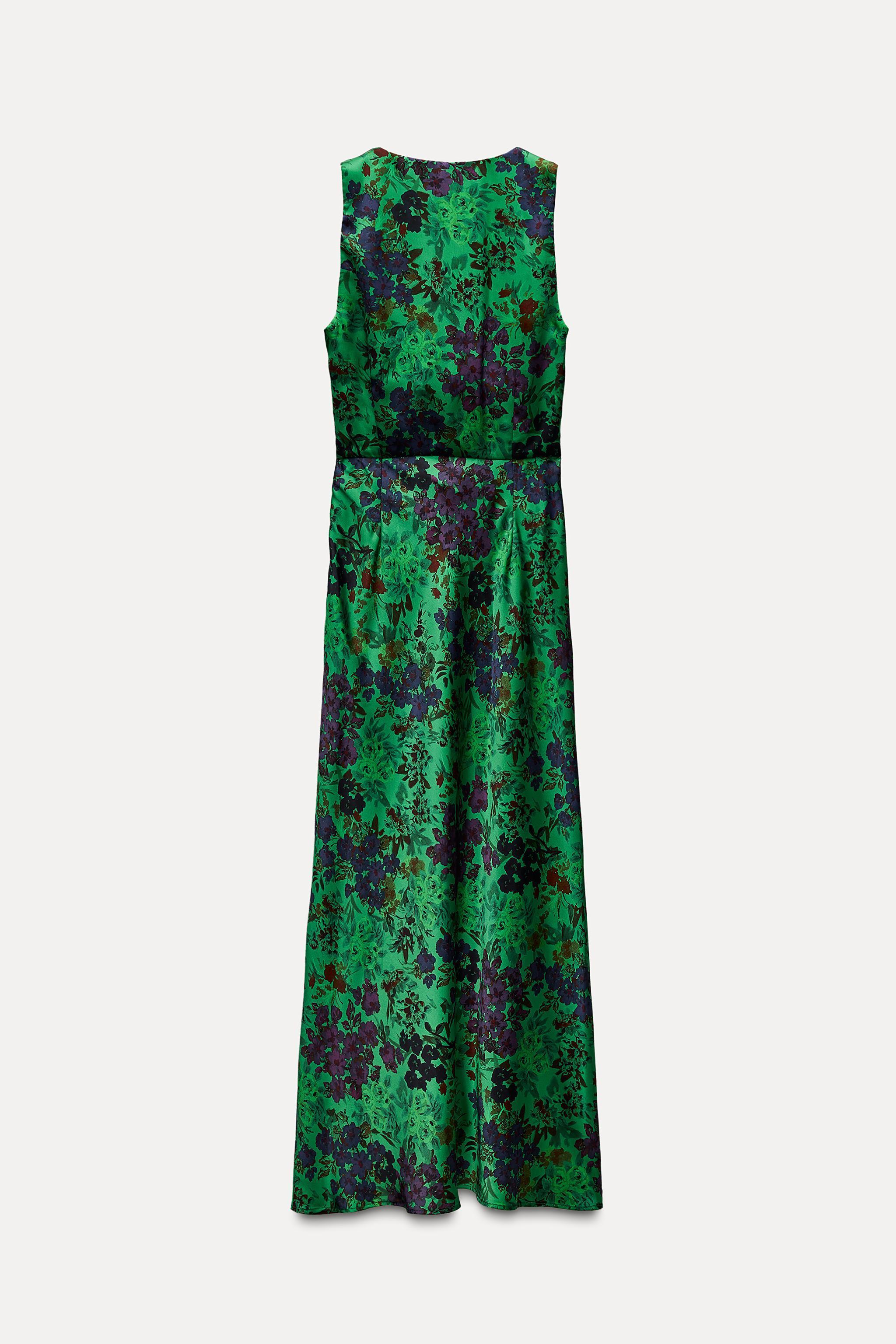 FLORAL PRINT SATIN EFFECT DRESS Product Image