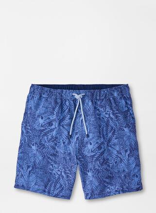 Peter Millar Tropicrazy Leaf Print Swim Trunks Product Image