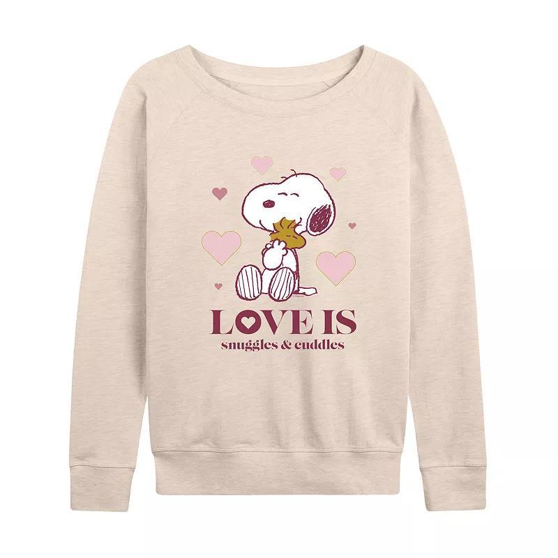 Womens Peanuts Snoopy & Woodstock Snuggles Lightweight French Terry Sweatshirt Product Image