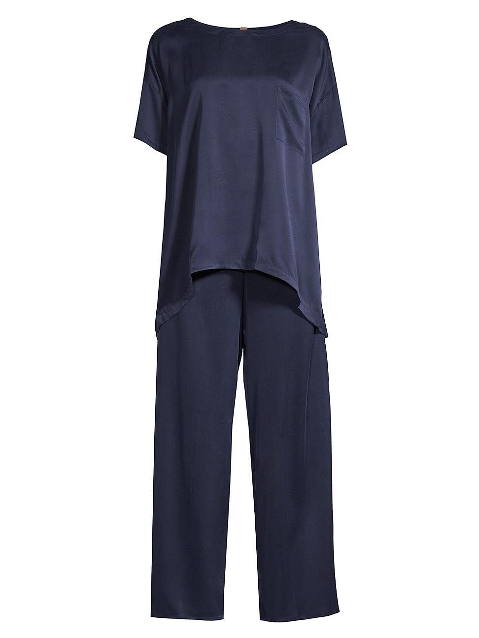 Womens Washable Silk Shirt & Pants Pajamas Product Image