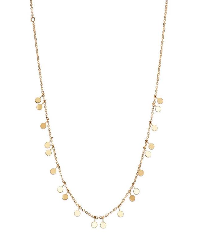 Moon & Meadow Dangling Disc Front Necklace in 14K Yellow Gold, 16 - 100% Exclusive Product Image