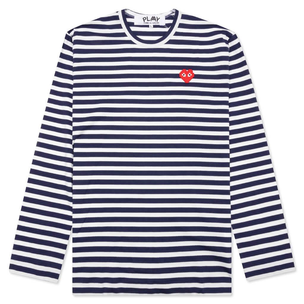 Comme des Garcons PLAY x the Artist Invader L/S T-Shirt - Navy/White Male Product Image