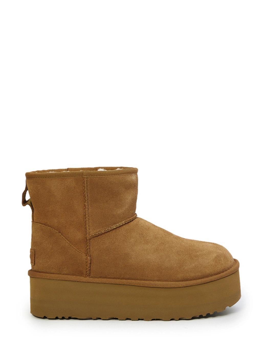 Classic Mini Platform Suede Booties In Brown Product Image