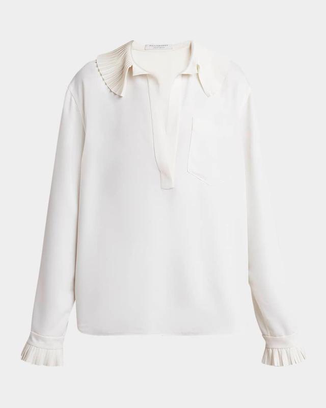 Pleated Ruffle Collared Blouse Product Image