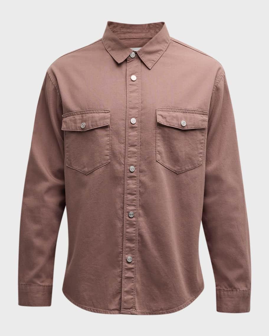 Men's Fashion Denim Button-Down Shirt Product Image