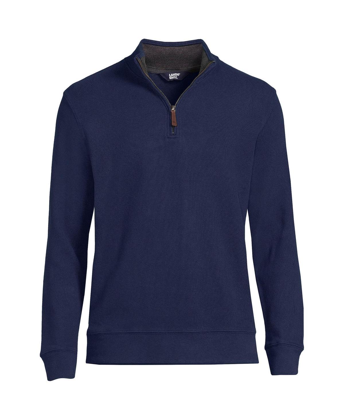 Mens Lands End Bedford Regular-Fit Ribbed Quarter-Zip Pullover Sweater Product Image