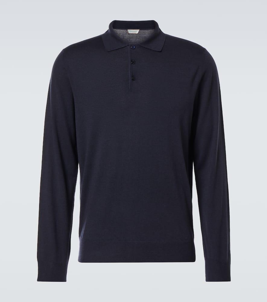 CANALI Cashmere Polo Sweater In Blue Product Image