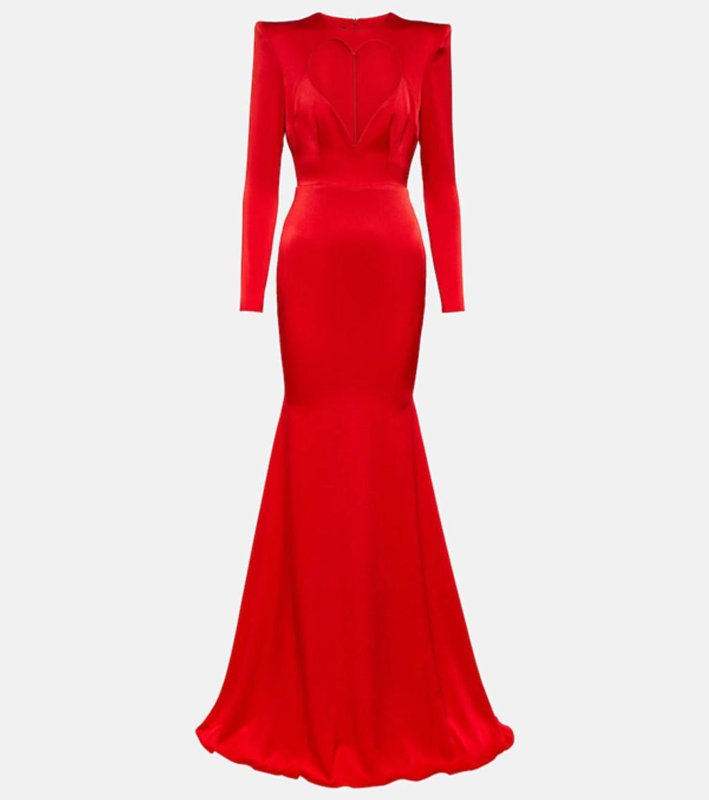 Cutout Satin Gown In Red Product Image