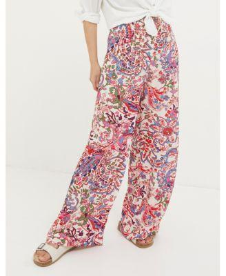 FatFace Womens Shirred Bright Paisley Palazzo Trousers Product Image