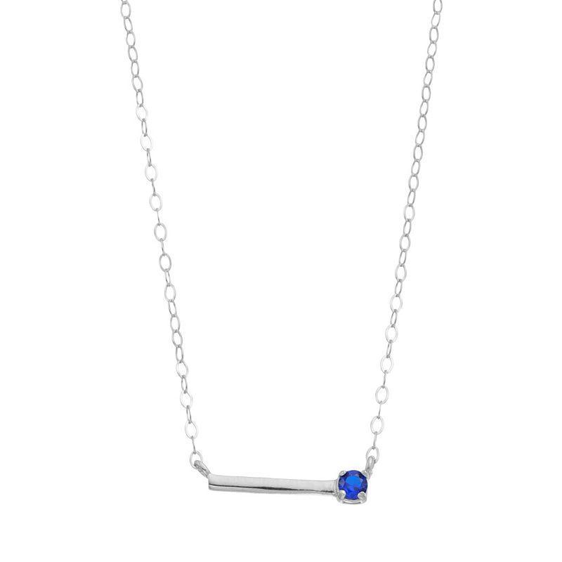 Aleure Precioso Sterling Silver Lab-Created Gemstone Bar Necklace, Womens Red Product Image