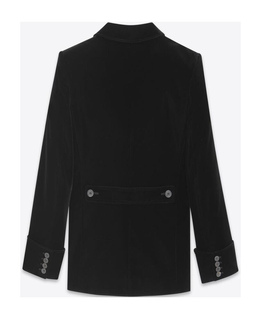 SAINT LAURENT Single-breasted Velvet Jacket In Black Product Image