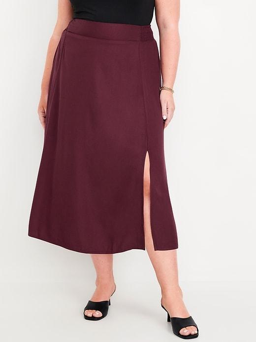 Smocked-Waist Midi Skirt Product Image