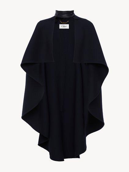 High-low cape in double-face wool Product Image