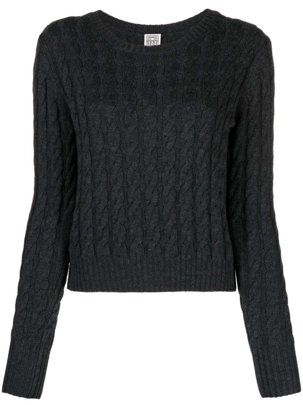 Cable-knit Jumper In Charcoal Melange 019 Product Image