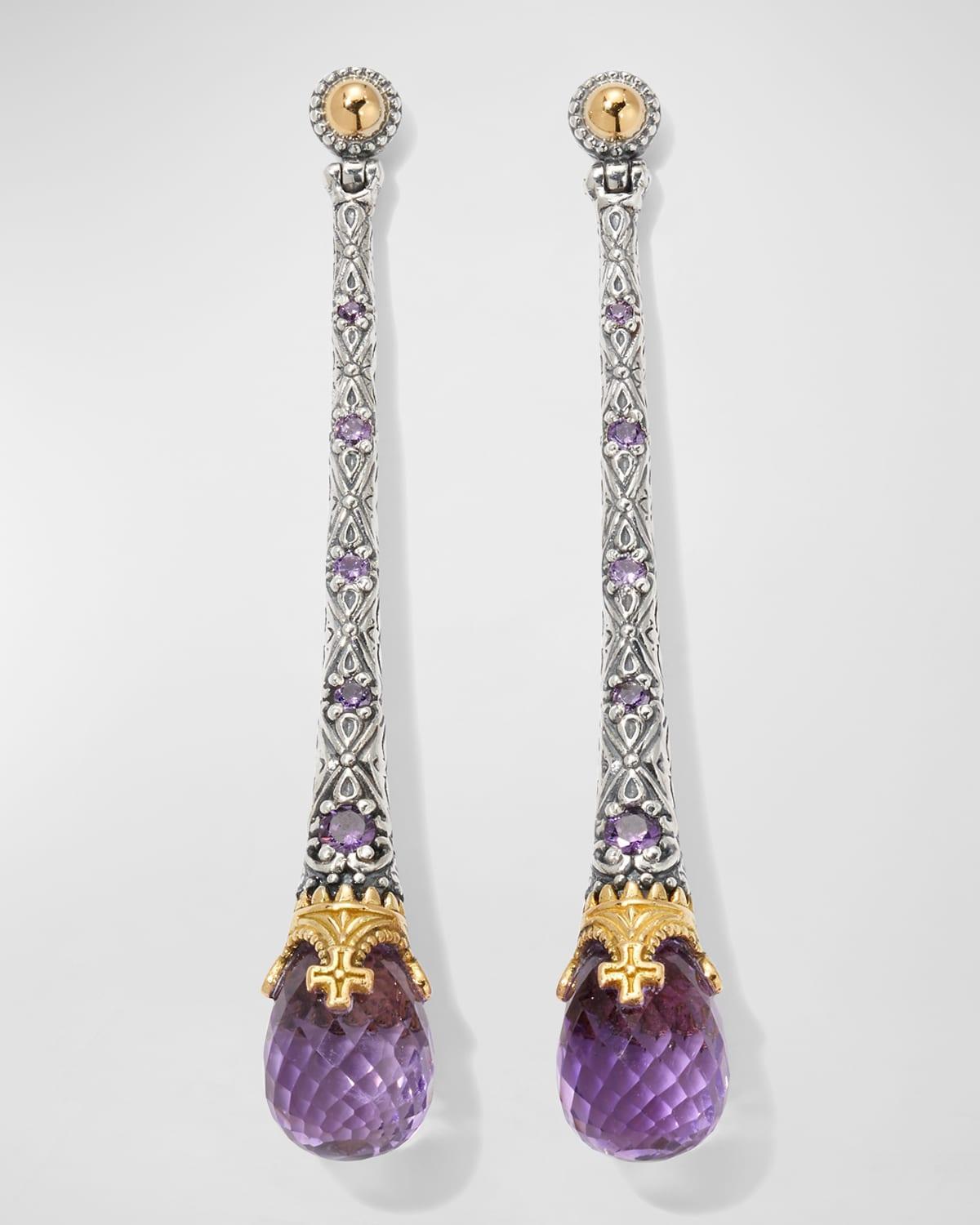 Konstantino Silver and Gold Amethyst Earrings - AMETHYST Product Image