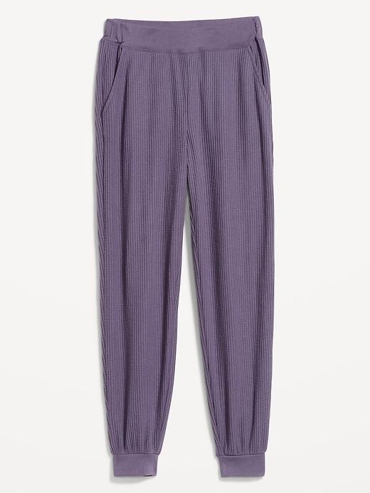 High-Waisted Waffle Lounge Joggers Product Image