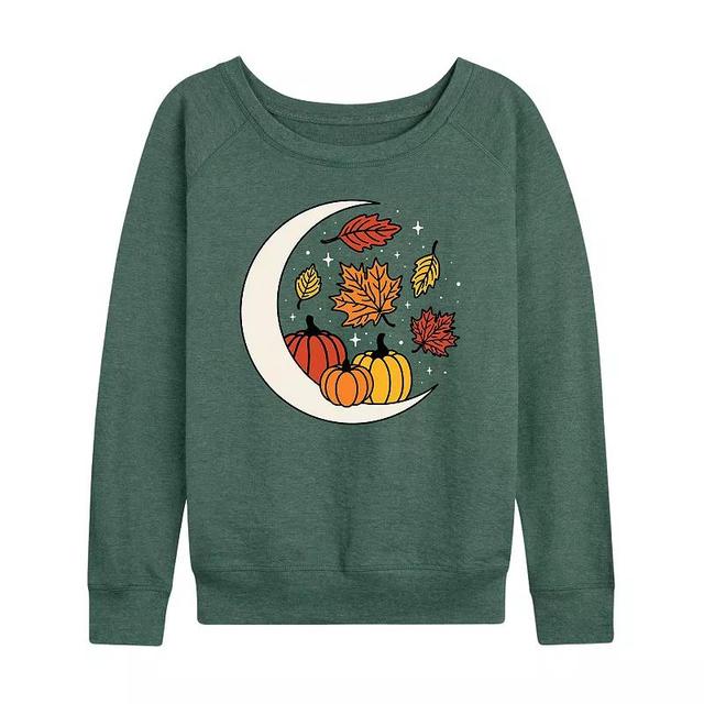 Womens Autumn Moon Slouchy Graphic Sweatshirt, Girls Grey Green Product Image