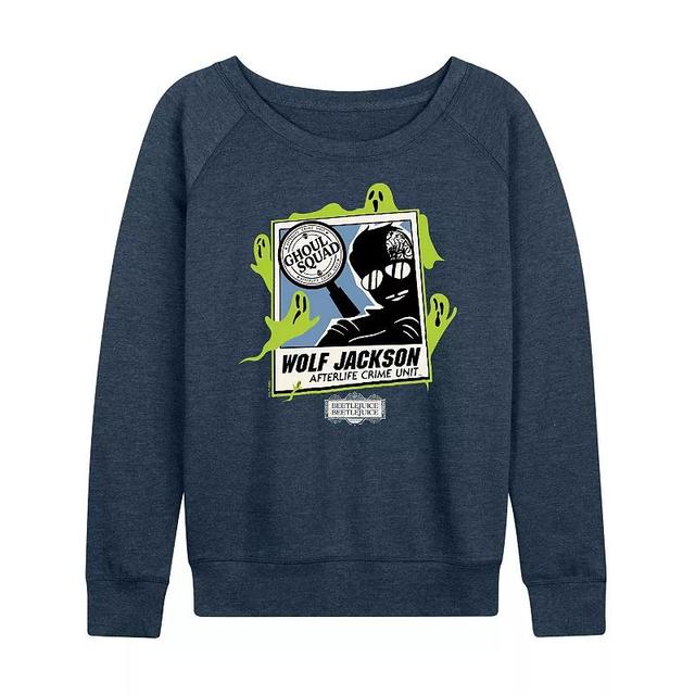 Womens Beetlejuice 2 Wolf Jackson Lightweight French Terry Sweatshirt Grey Blue Product Image