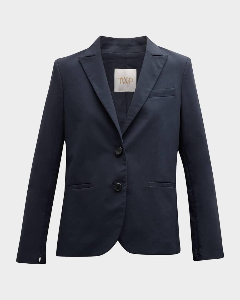 Stretch Cotton Boyfriend Blazer with Zip Sleeves Product Image