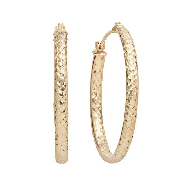 10k Gold Textured Hoop Earrings, Womens, Yellow Product Image