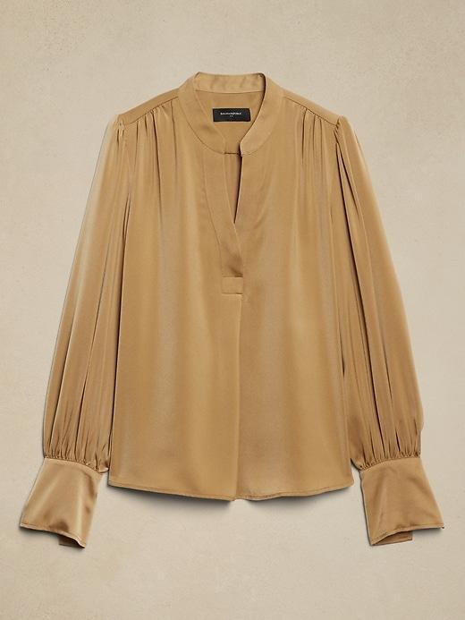 Crepe Volume-Sleeve Blouse Product Image