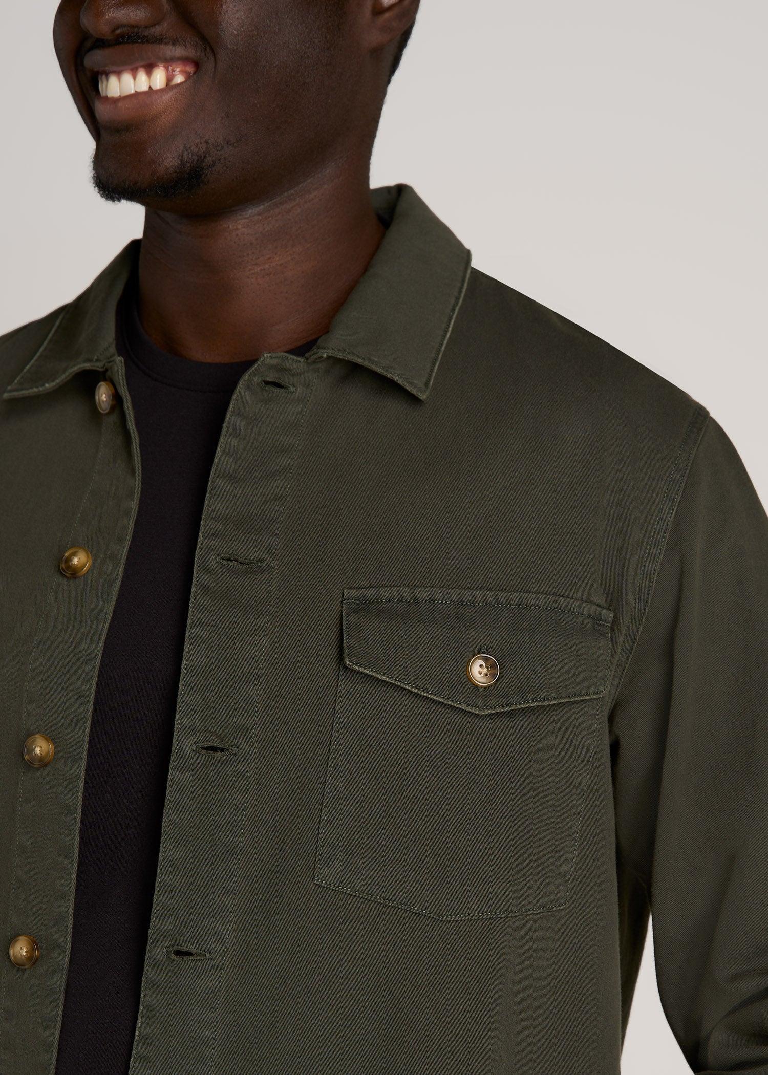 Garment Dyed Lightweight Overshirt For Tall Men in Spring Olive Product Image