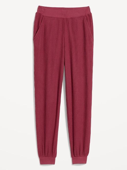 High-Waisted Waffle Lounge Joggers Product Image