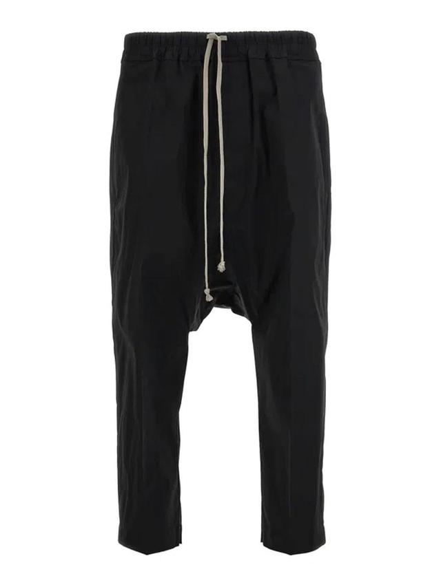 Drawstring Cropped Pants In Black Product Image