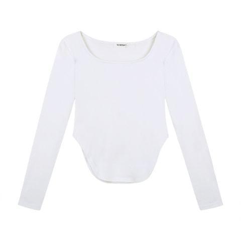 Long-Sleeve Square Neck Plain Top product image