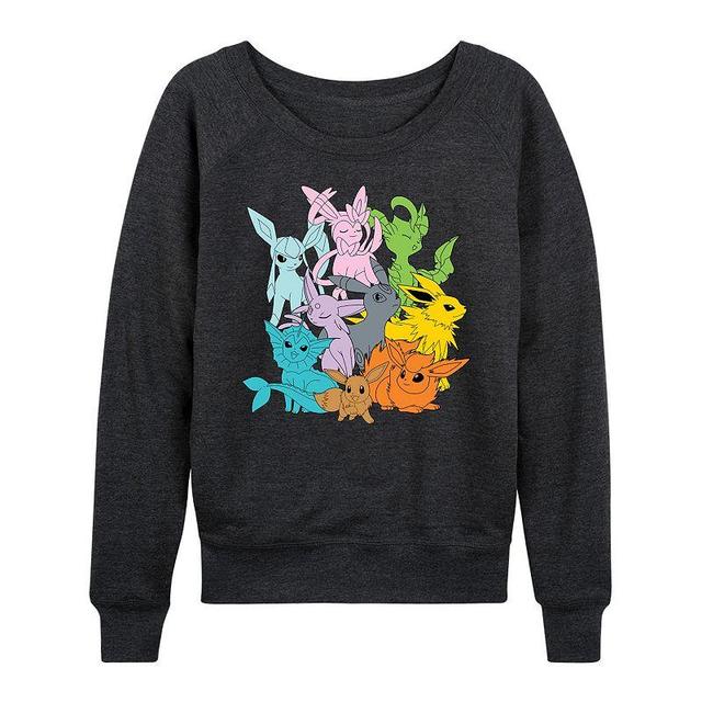 Womens Pokemon Eevolutions Solid Color Slouchy Graphic Sweatshirt Heather Grey Product Image