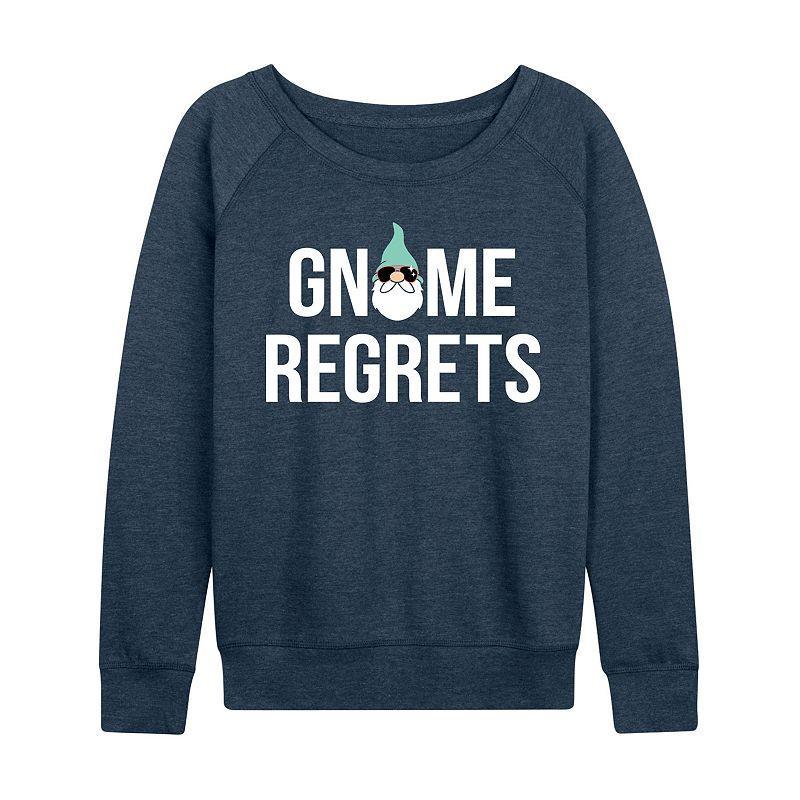 Womens Gnome Regrets Slouchy Graphic Sweatshirt Grey Indigo Product Image