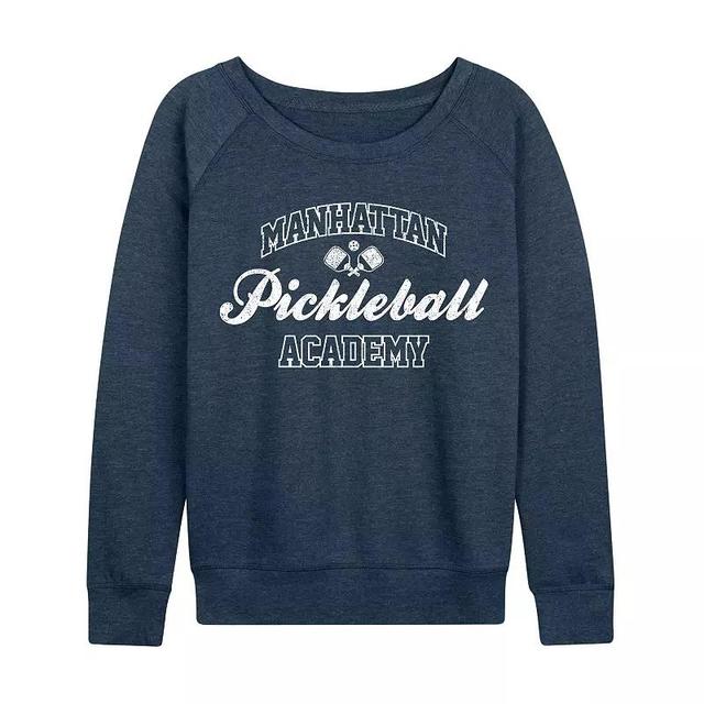 Womens Manhattan Pickleball Academy Lightweight French Terry Sweatshirt, Girls Grey Blue Product Image