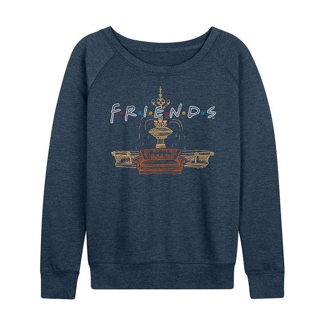 Womens Friends Couch Fountain Set Lightweight French Terry Sweatshirt Grey Indigo Product Image