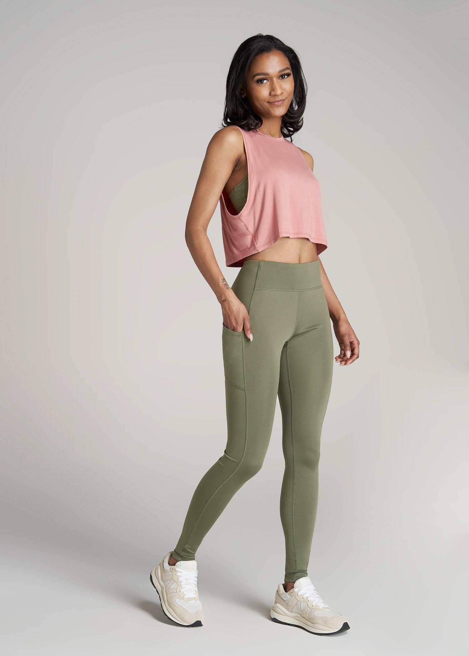 Women's Active Tall Leggings with Pockets in Olive Product Image