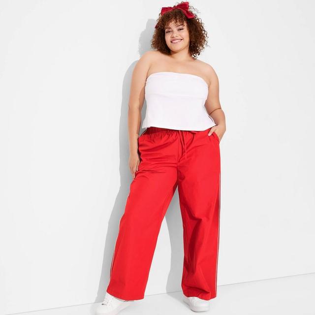 Womens Game Day Mid-Rise Wide Leg Track Pants - Wild Fable Red 2X Product Image