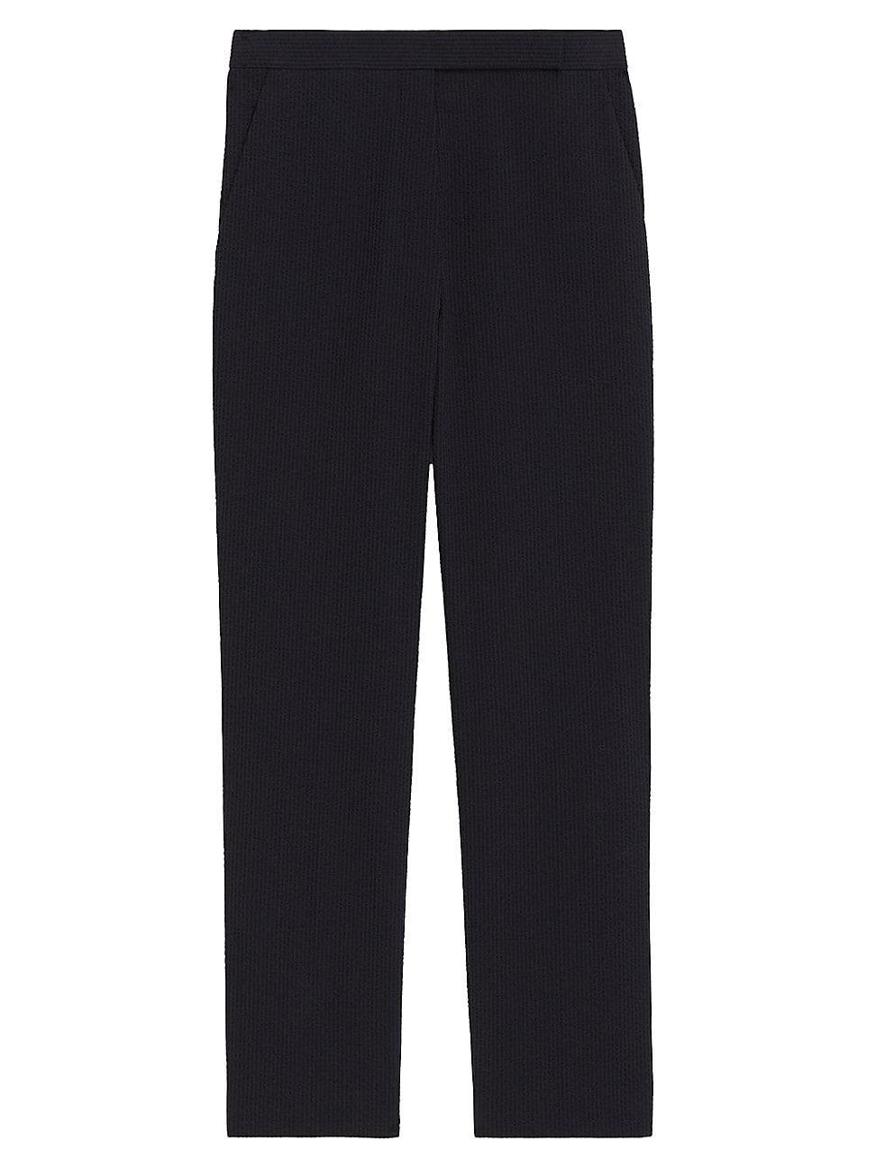 Womens High-Rise Cotton-Blend Straight Crop Pants product image