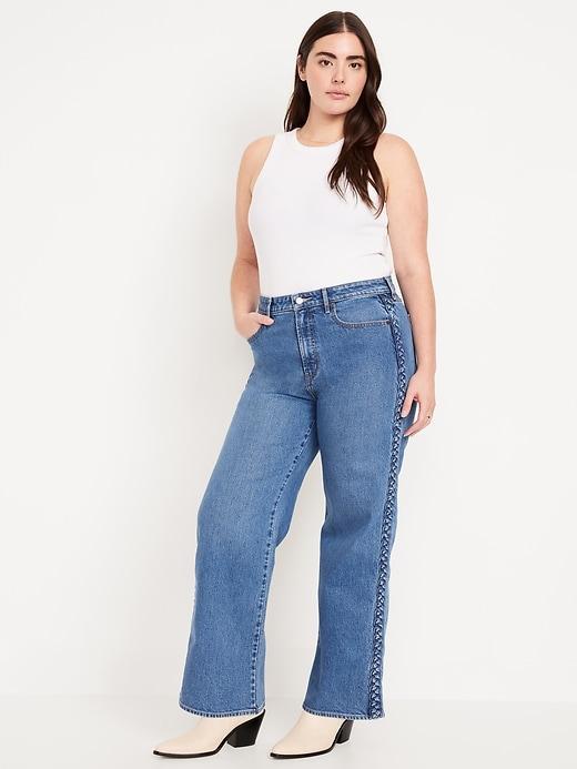 Extra High-Waisted Braided Wide-Leg Jeans Product Image