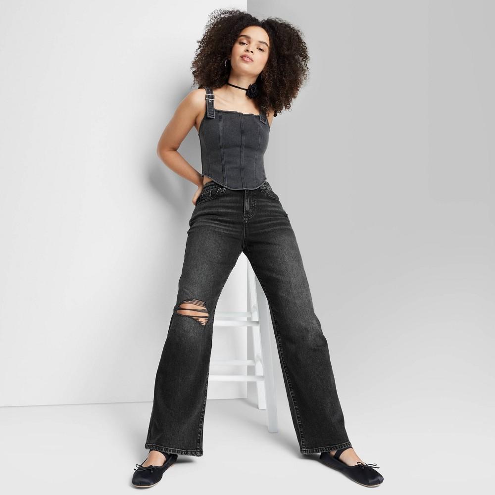 Womens High-Rise Wide Leg Baggy Jeans - Wild Fable Black 16 Product Image