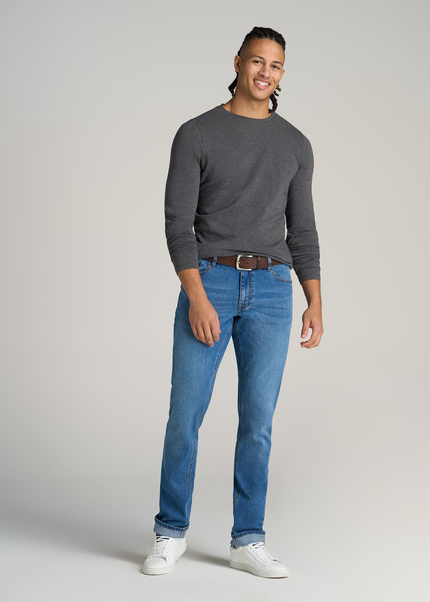 The Essential SLIM-FIT Long Sleeve Tee for Tall Men in Charcoal Mix Product Image