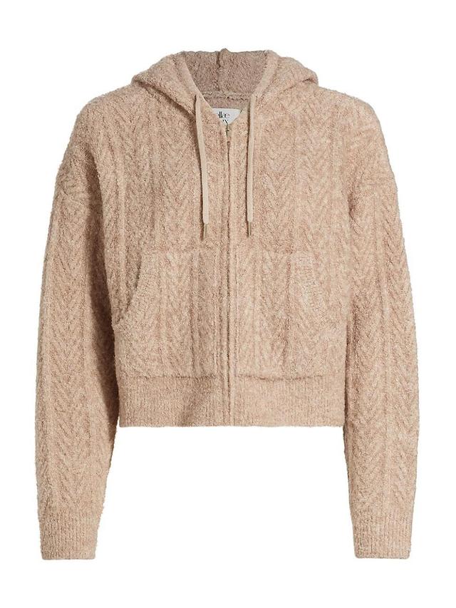 Womens Cable-Knit Zip Hoodie Product Image