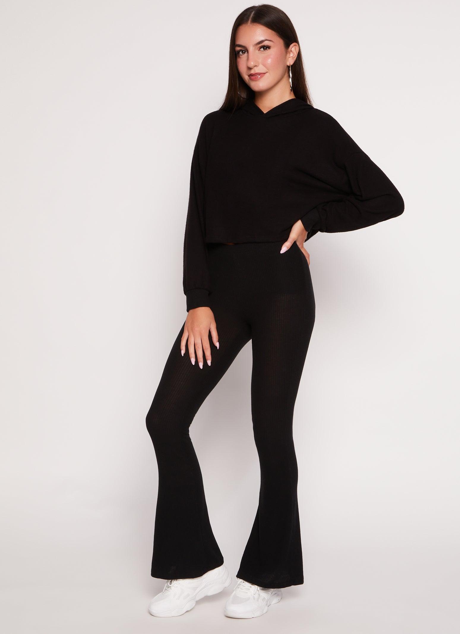 Womens Brushed Rib Knit Flared Pants product image