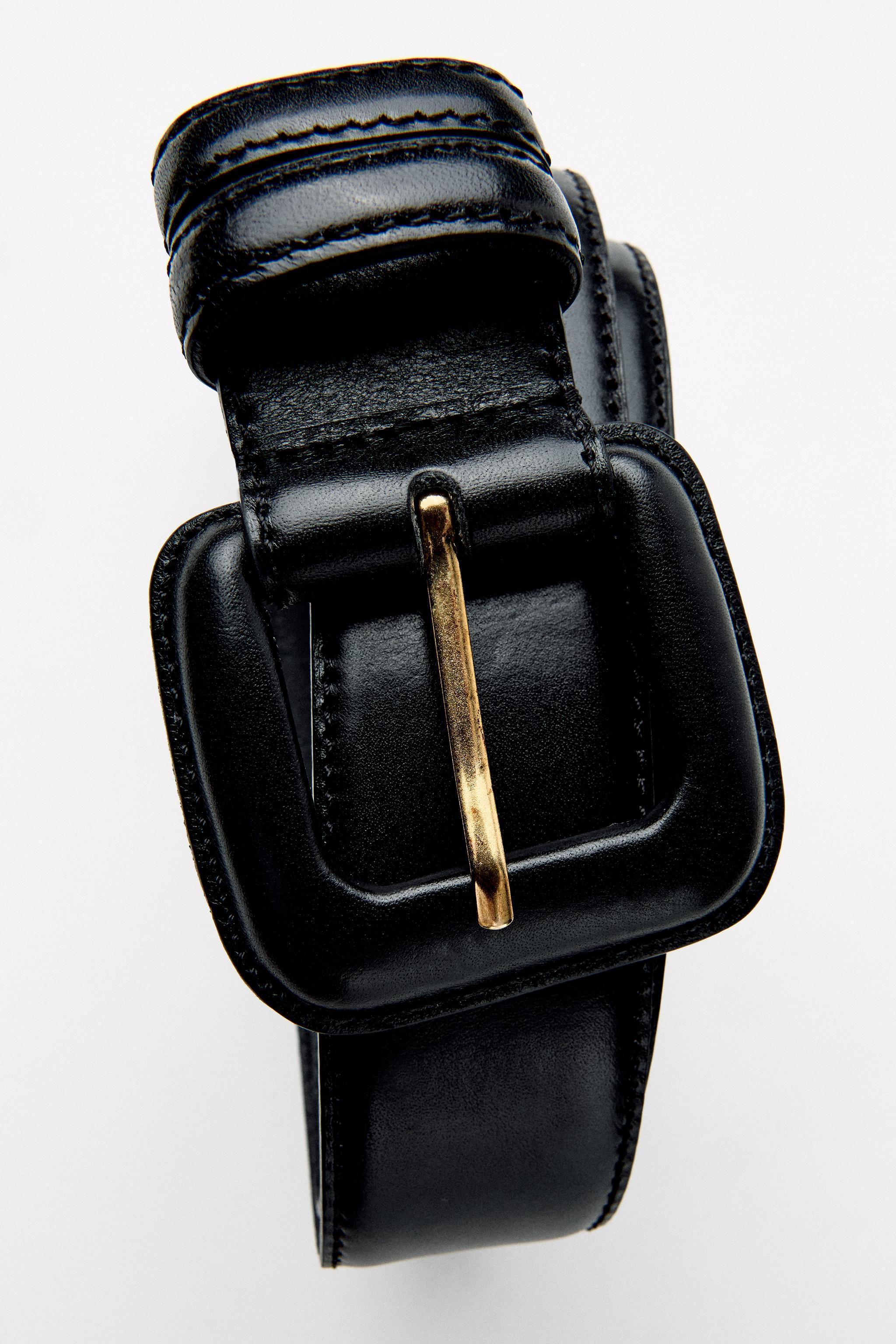 LEATHER BELT WITH SQUARE BUCKLE Product Image