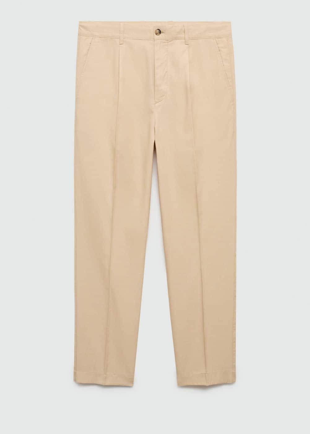 MANGO MAN - Cotton lyocell pleated pants vanillaMen Product Image