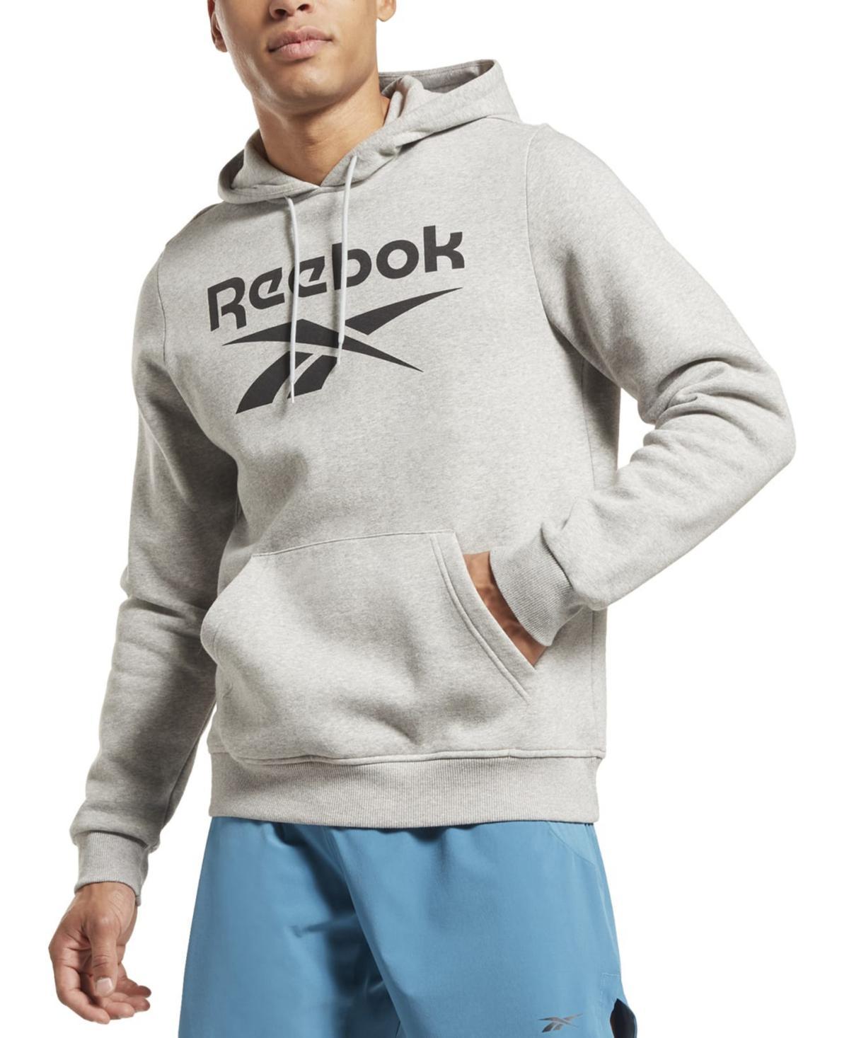 Reebok Mens Identity Classic-Fit Stacked Logo-Print Fleece Hoodie - Red Product Image