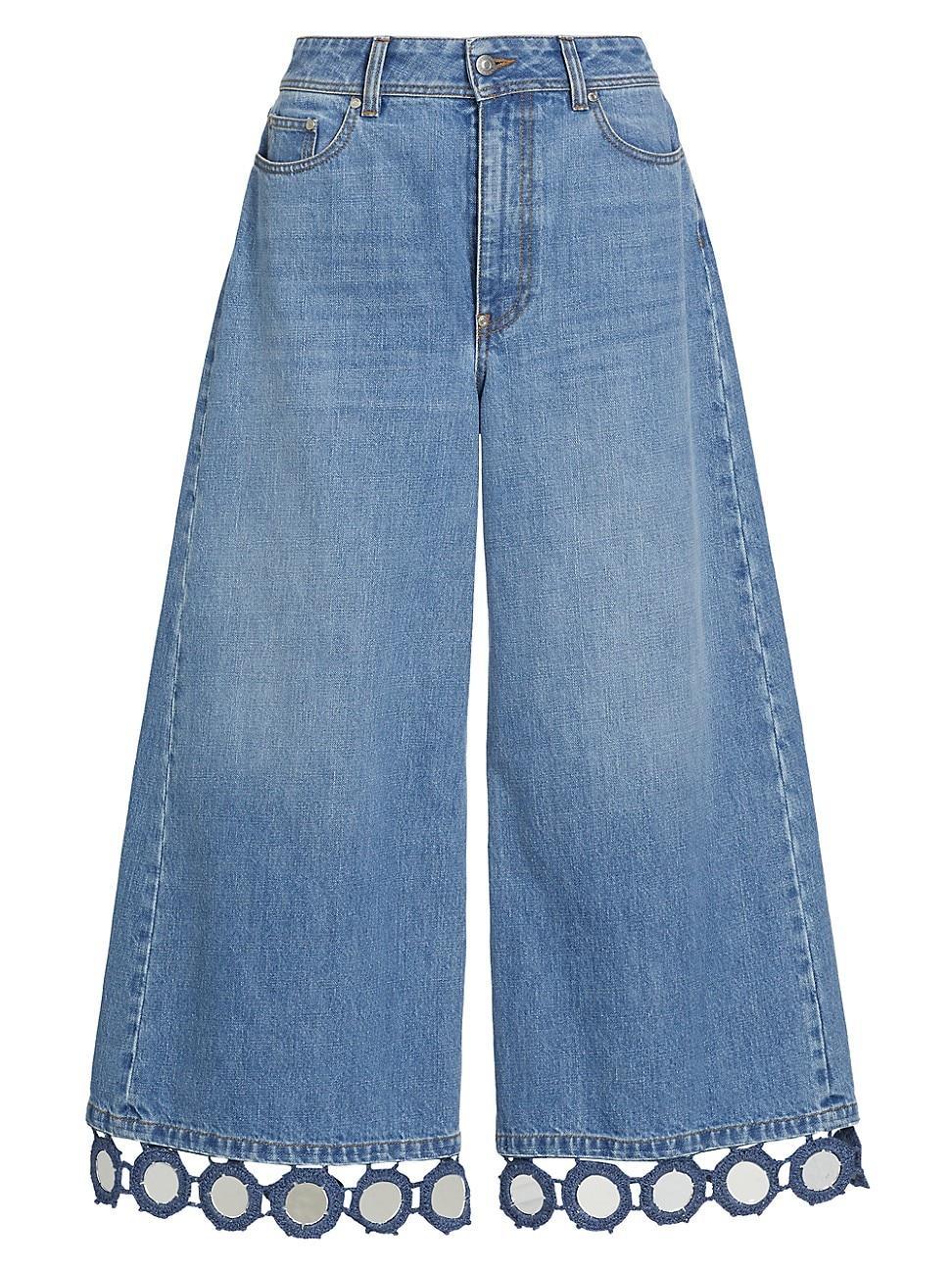 Womens High Summer Mirror-Trimmed Wide-Leg Jeans Product Image