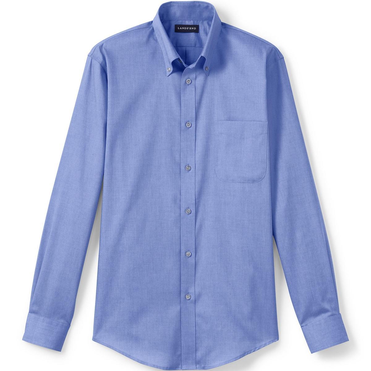 Lands End Mens Long Sleeve No Iron Pinpoint Dress Shirt Product Image